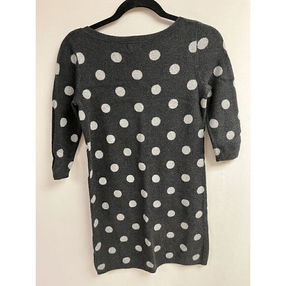 Old Navy Womens Crew neck 3/4 Sleeve Sweater Dress Gray White Polka Dot Size XS - Picture 3 of 4